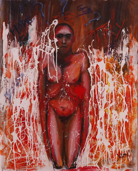 L&egrave;ve toi et marche_ Techniques mixtes sur papier_80X100