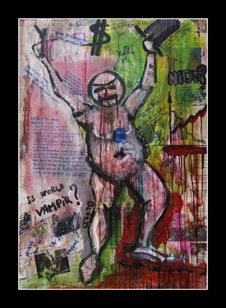Is World a Vampir_Acrylique et collage sur toile_81X115