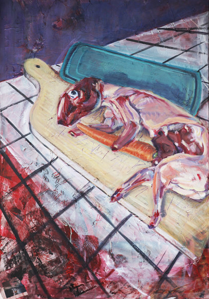 Le lapin mod&egrave;le 1_Acrylique sur toile_81X116