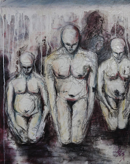 Humilit&eacute;_techniques mixtes sur toiles_80x100